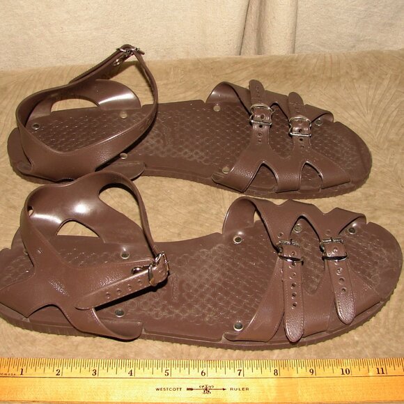 Rare Vtg Kaydees PVC Men\'s SANDALS \'Jumbo\' Sz 16 US, New Zealand, Ca. 1960\'s main image 8